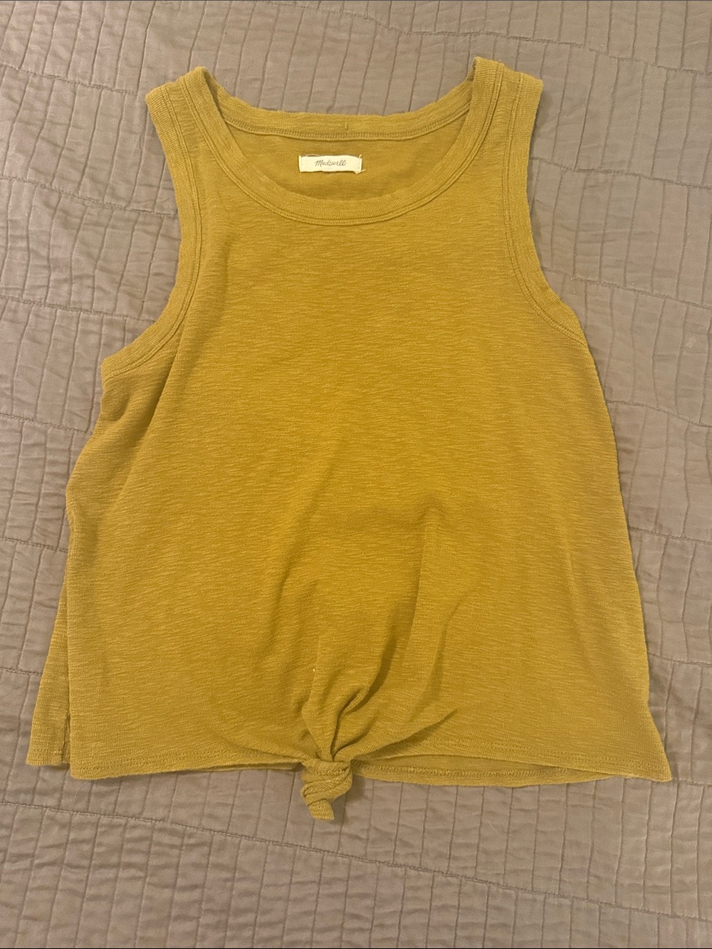 Madewell Mustard Knot-Front Tank Top